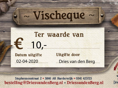 Product afbeelding van Vischeque t.w.v. €10,- 
(+ €1,- voor postzegel)